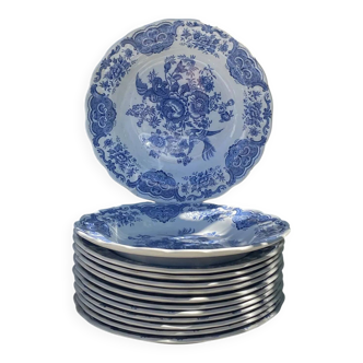 Service de 13 assiettes creuses Ridgeway – modèle Windsor – faïence anglaise Staffordshire