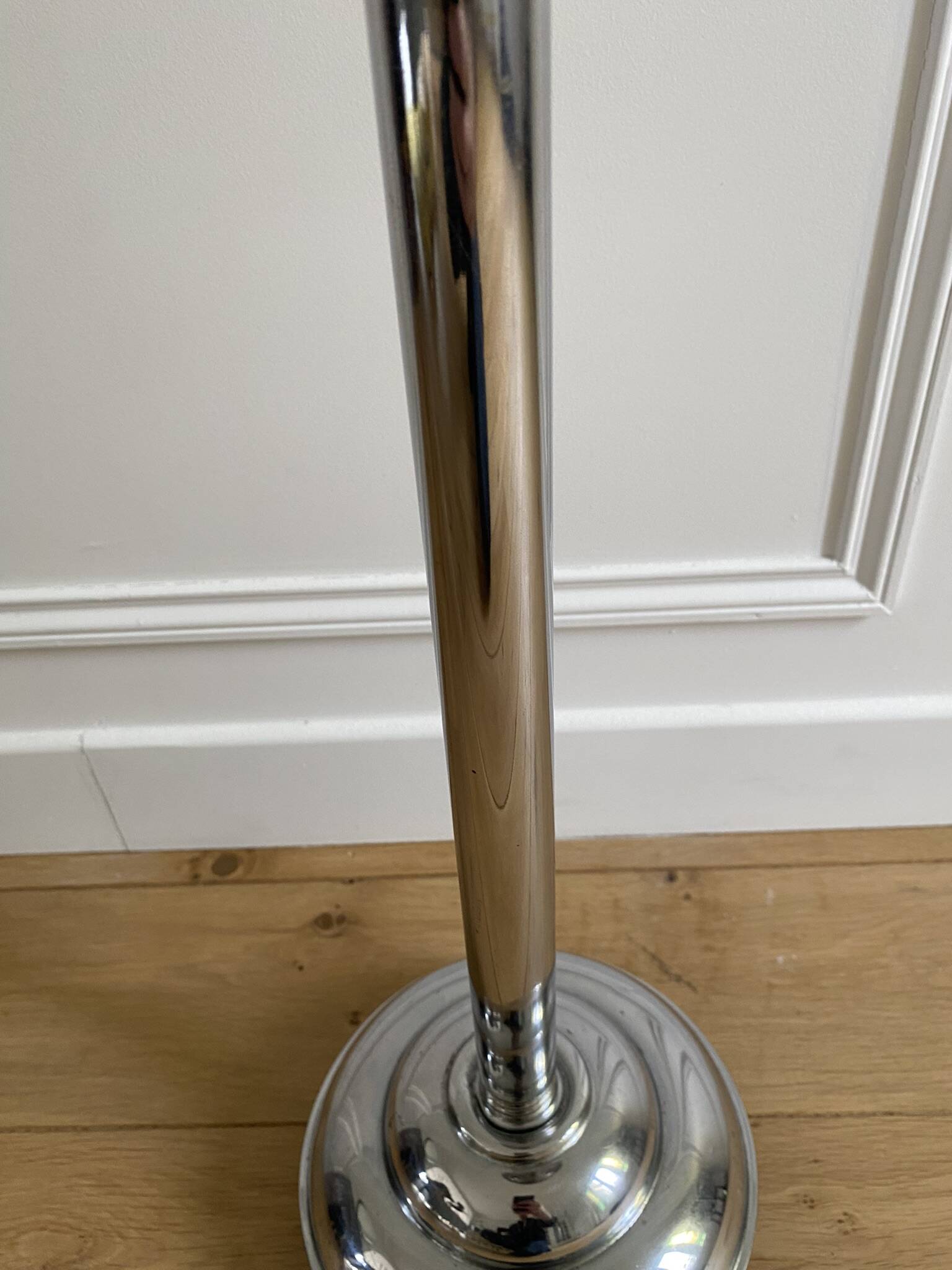 Cendrier sur pied culbuto vintage en métal chromé année 70