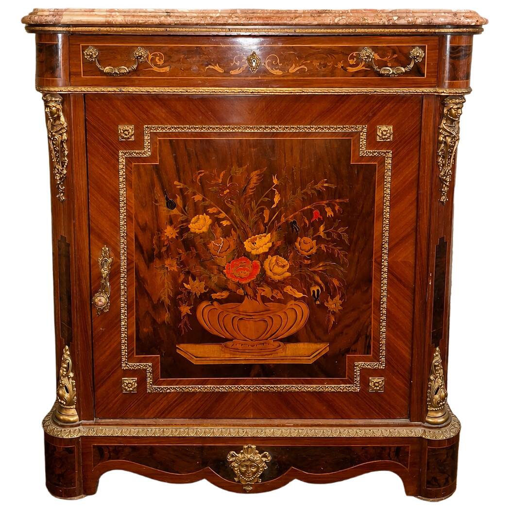 Napoleon III Support Table in Floral Marquetry
