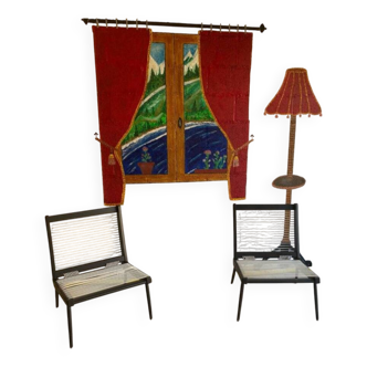 Fauteuil vintage fil bois Georges Tigien