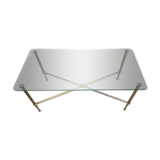 Table basse des années 60 en verre et en laiton