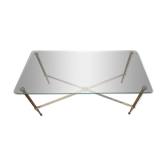 Table basse des années 60 en verre et en laiton