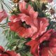 Huile sur toile fin XIXème « coquelicots et marguerites »