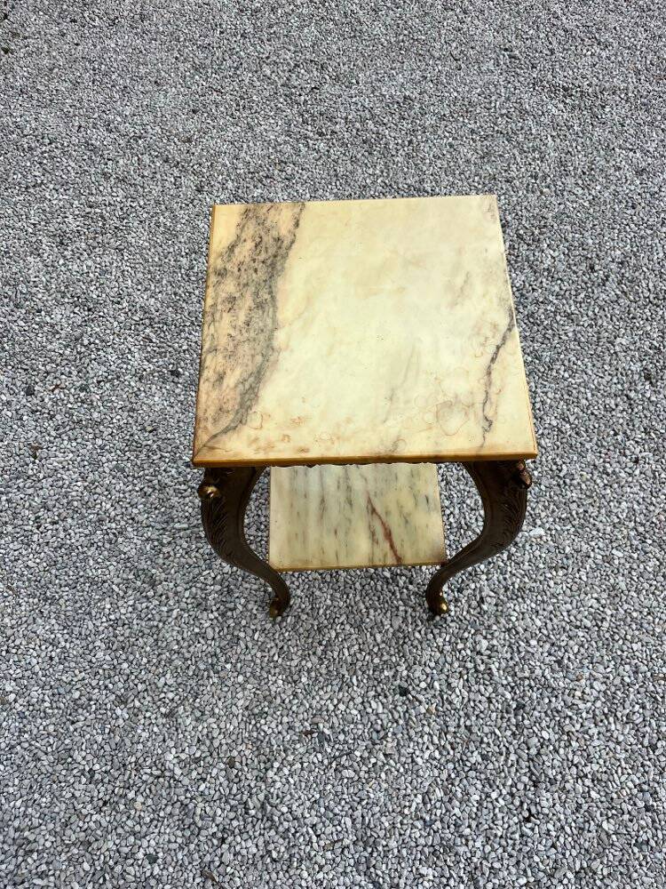 Marble and brass side table