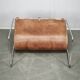 Italian Modernist Leather and Chrome Magazine Rack, 1980s