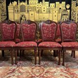 2x8 wooden and fabric chairs