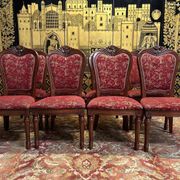 2x8 wooden and fabric chairs
