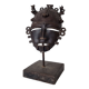 African bronze mask on pedestal, from Ivory Coast, dating