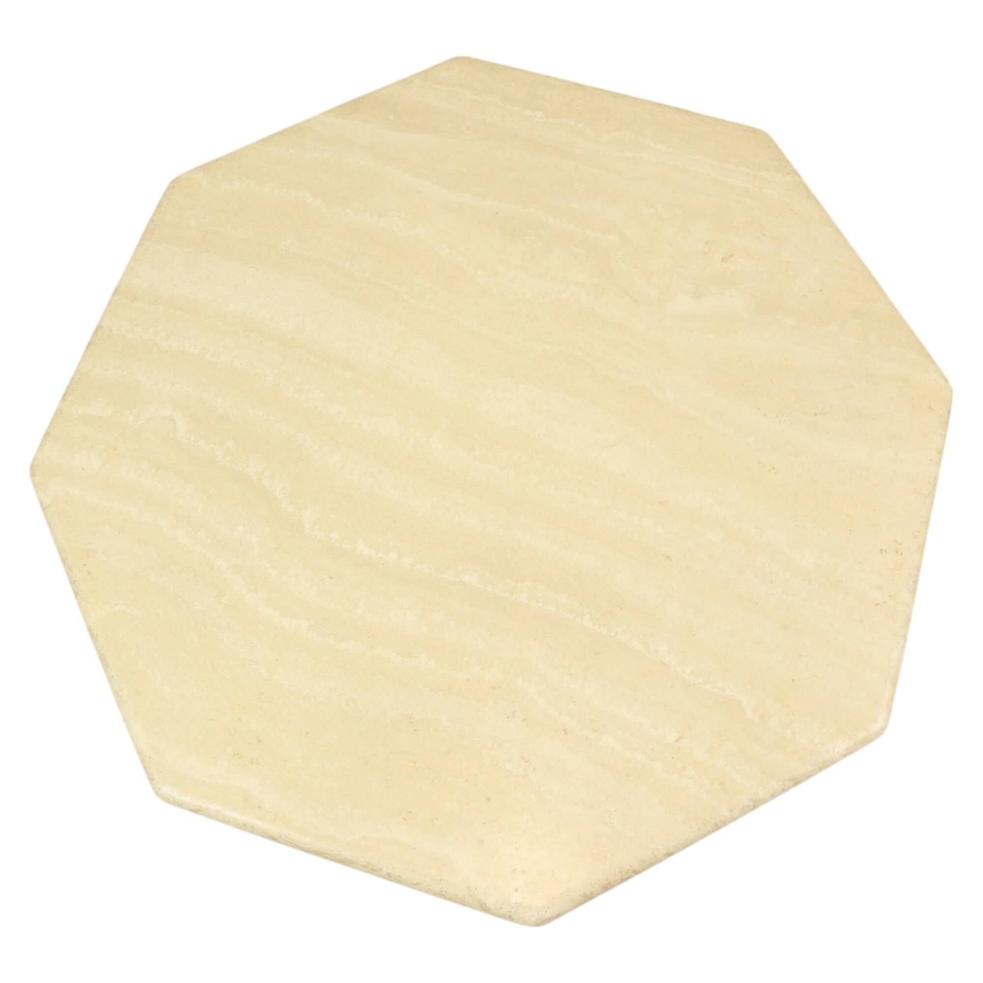 Vintage Octagonal Travertine Coffee Table 70s Design Italian