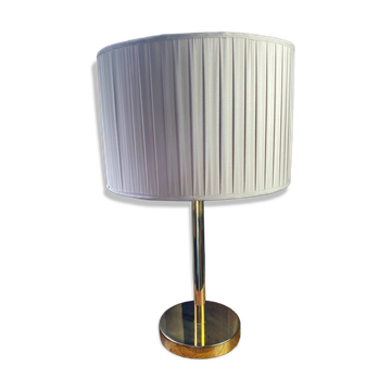 Lampe en laiton avec abat-jour plissé