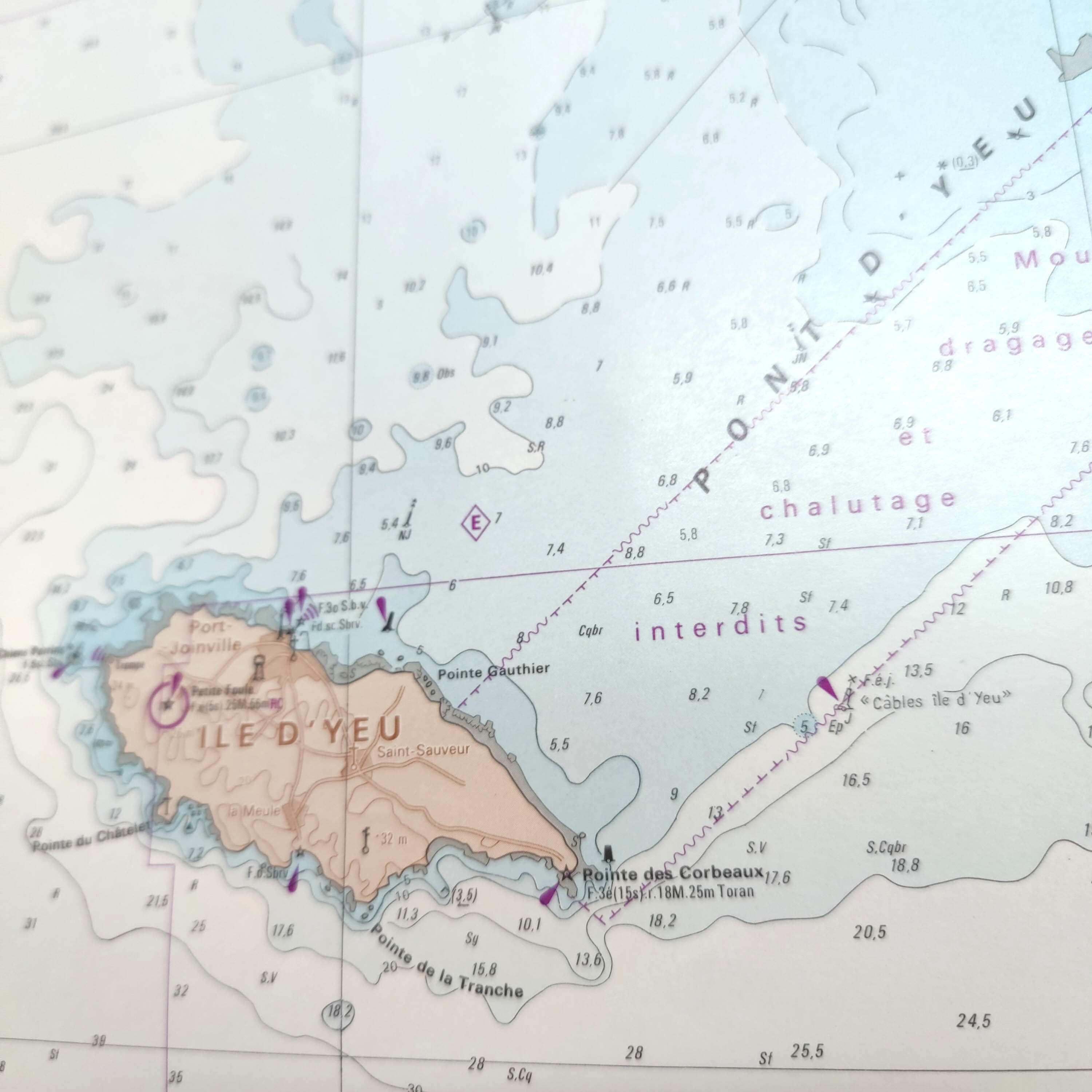 Map of the West Coast of France from Belle Ile to Noirmoutier Island 1981
