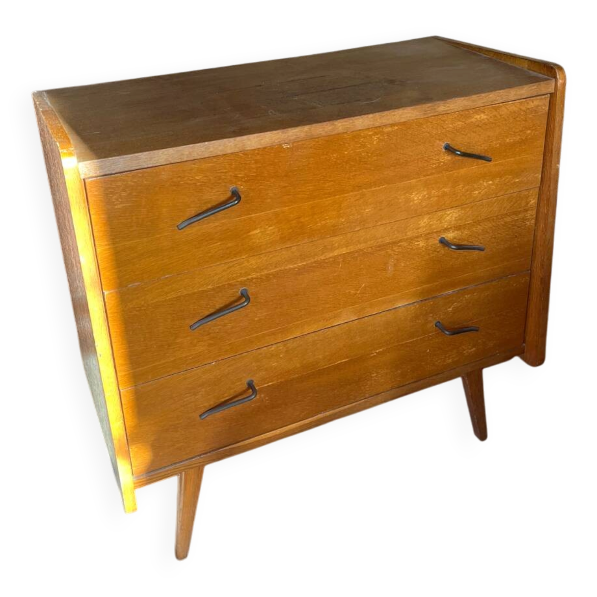 Commode pieds compas en chêne, France années 60