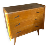 Commode pieds compas en chêne, France années 60