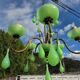 Italian chandelier with 5 lights in green opaline glass with uranium - ouraline