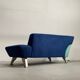 Memphis Style 2-Seat Sofa in Blue Microfibre Fabric, Postmodern 1980s Era
