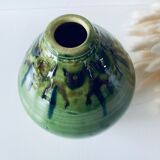 Signed ceramic green vase