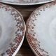 Sept assiettes à dessert terre de fer aux oiseaux f.f.Pexonne fin XIX ème