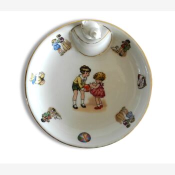 Assiette à bouillie en porcelaine de Limoges France Service à bébé