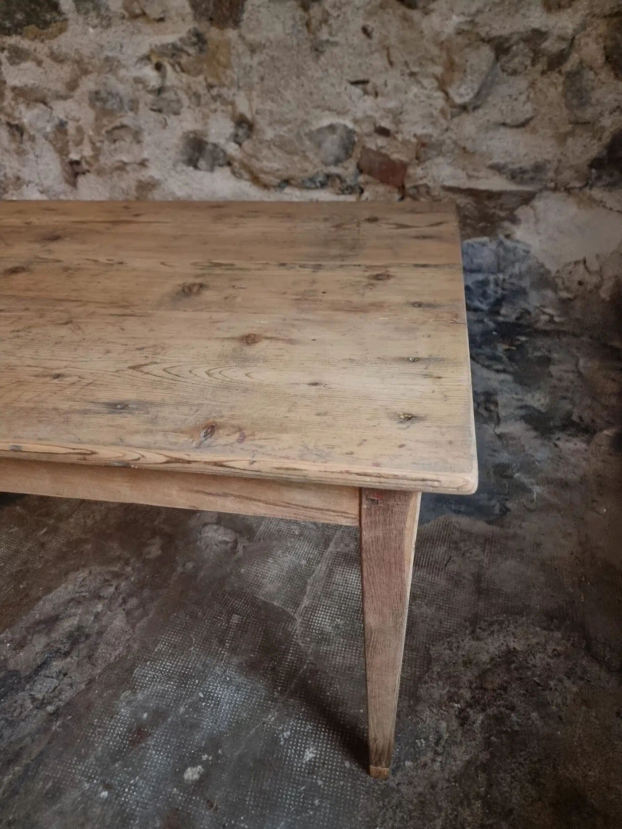 Farm table in solid oak, beech, and pine, early 20th century.