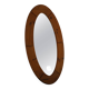 Large oval wall mirror in solid pine by Glasmäster Markaryd, Sweden, 1960s.
