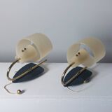 Pair of vintage wall lamps from the 1950s in brass.