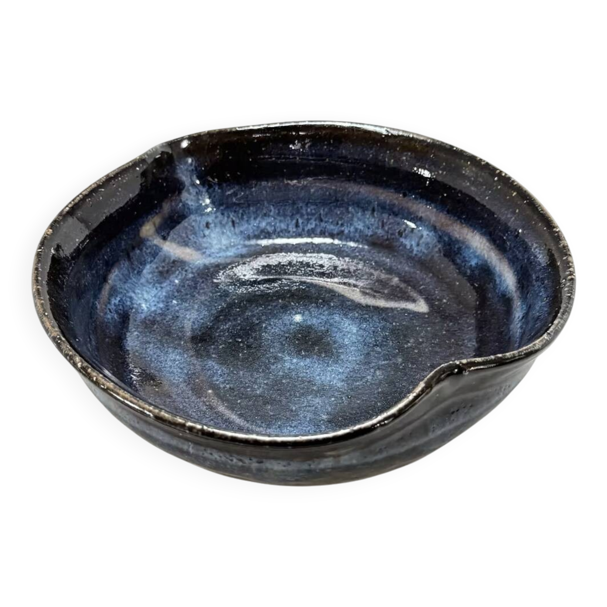 Ao-Hagi Blue Serving Bowl by Seigan Yamane, Contemporary Hagi Ware, Japan