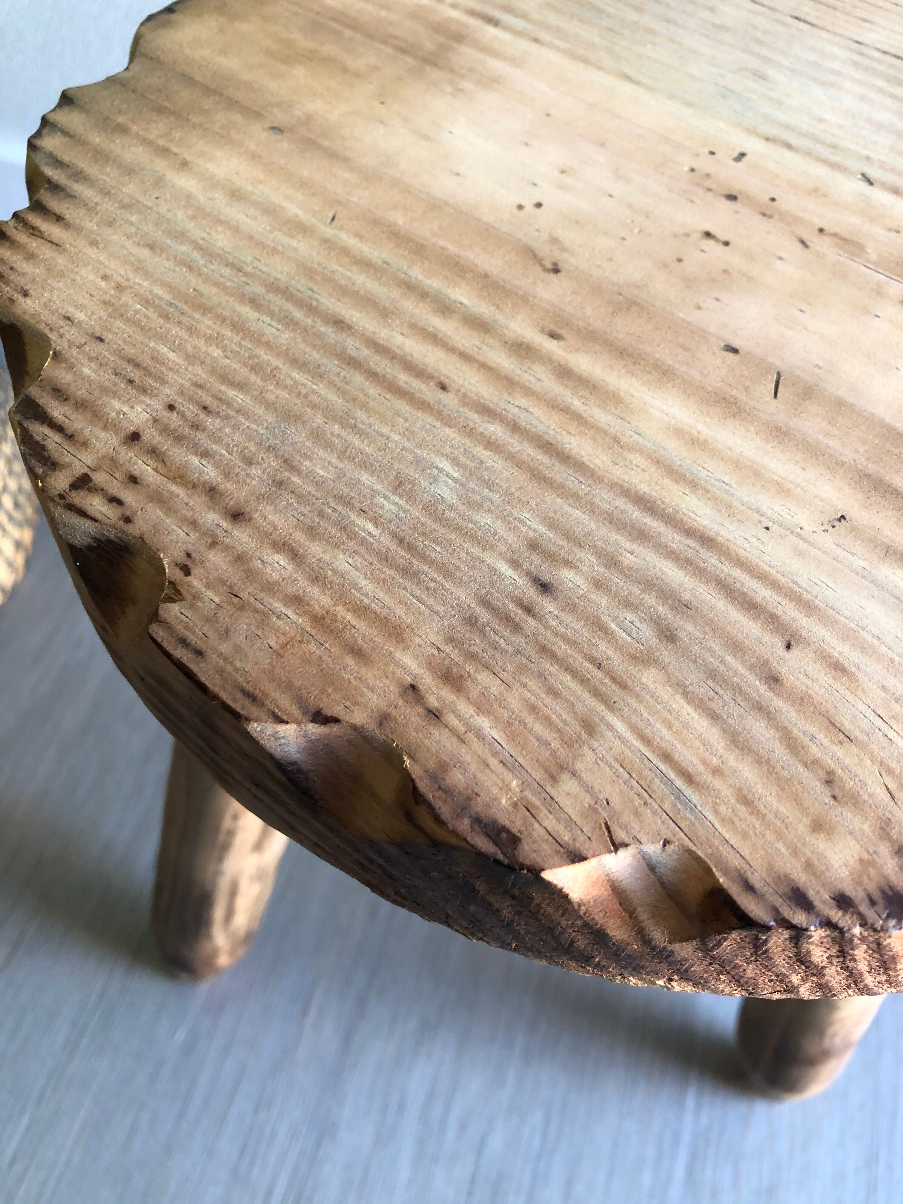Tripod stool raw wood