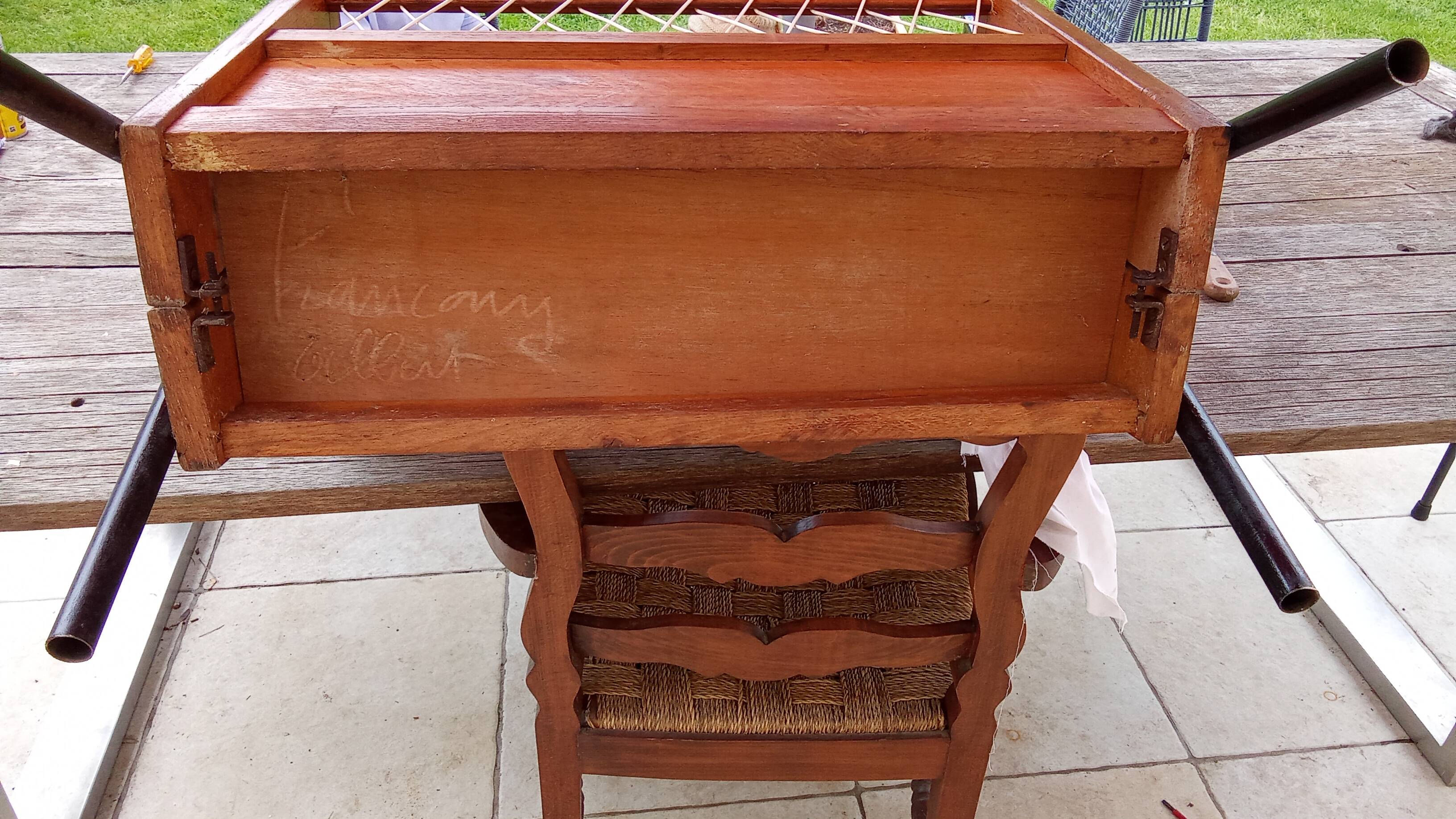Coffre a jouets bois scoubidou vintage