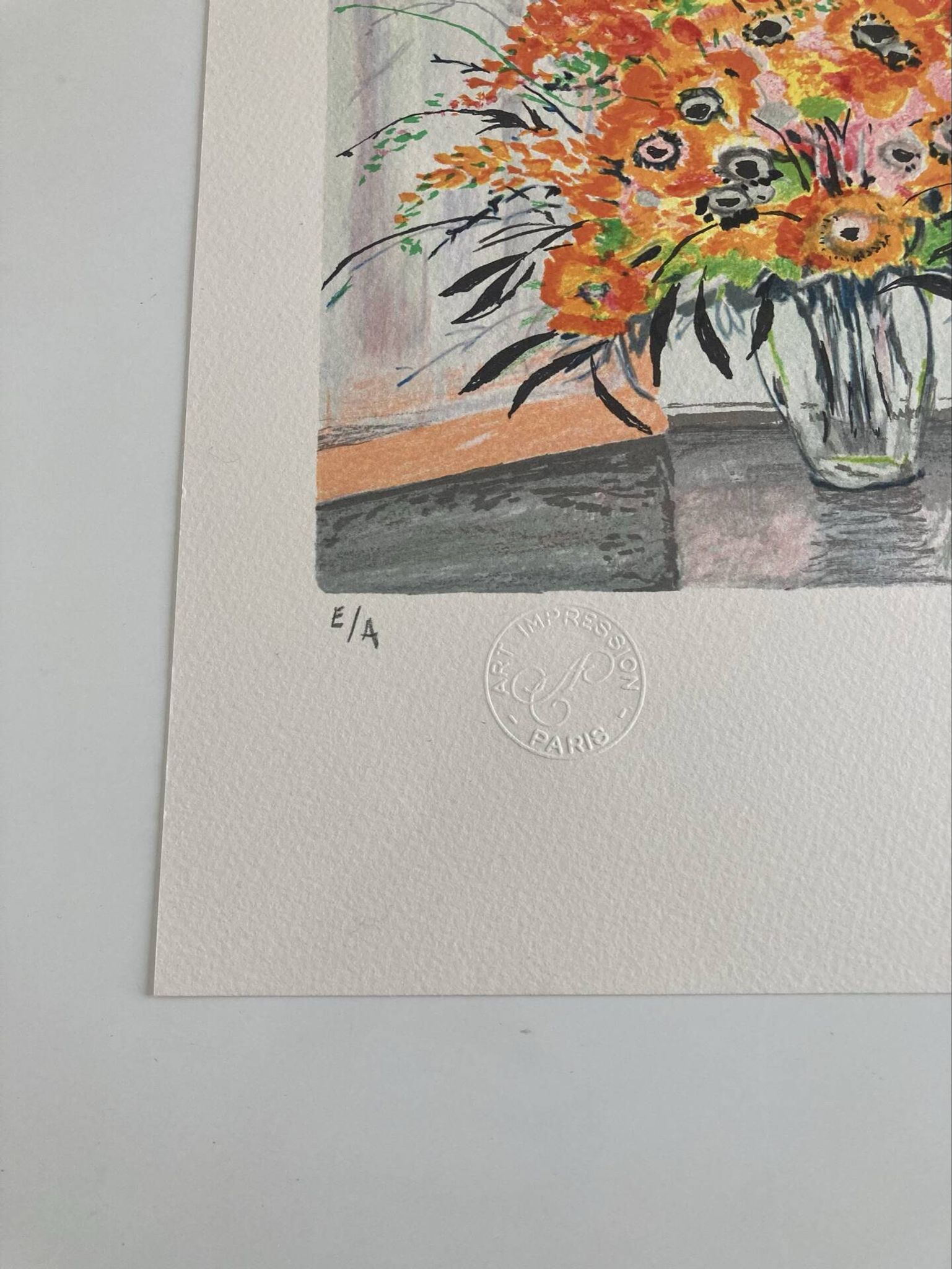 Lithograph signed by Michel Henry - Bouquet at the window
