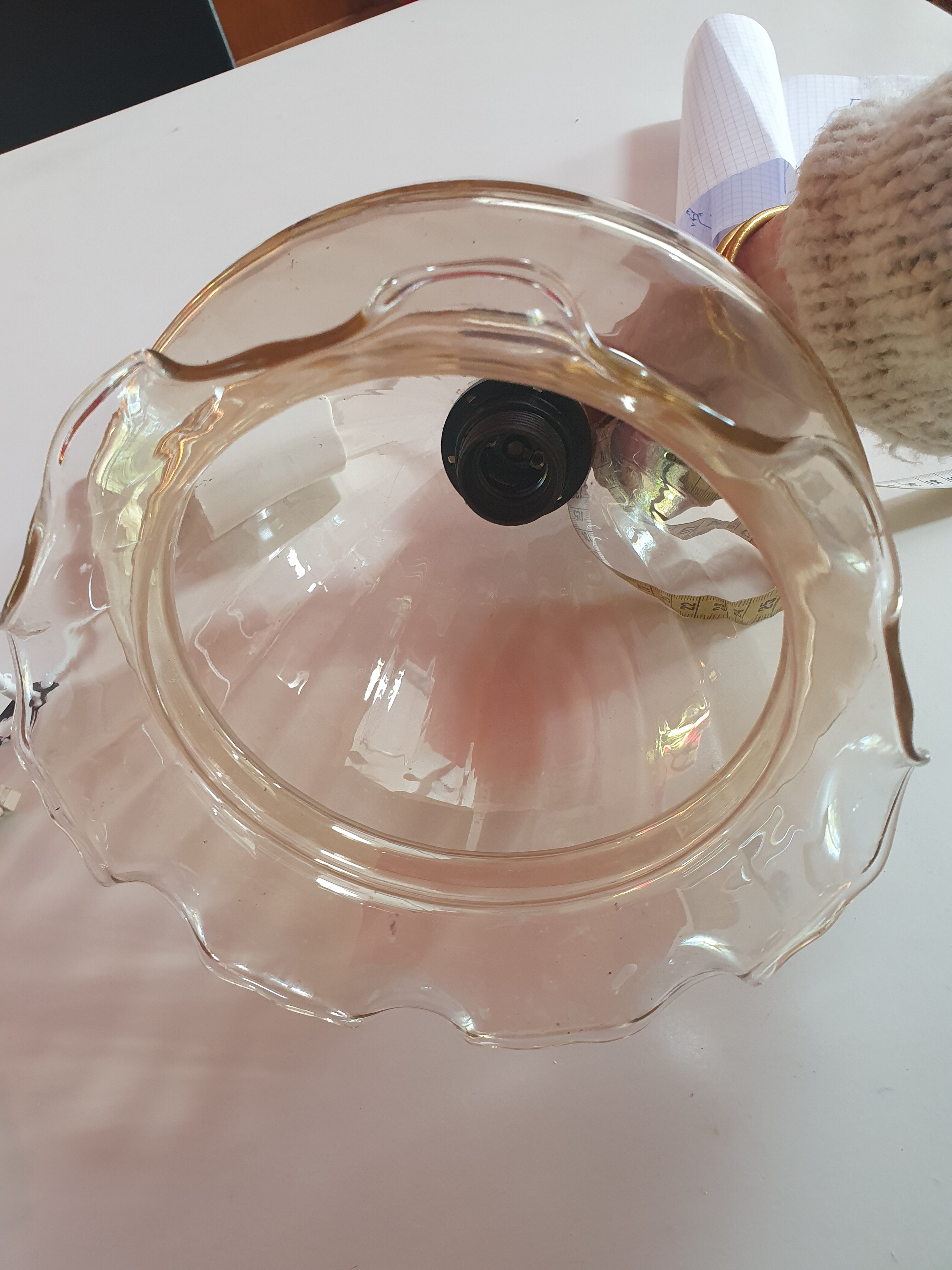 Hanging lamp vintage glass lightly smoked amber