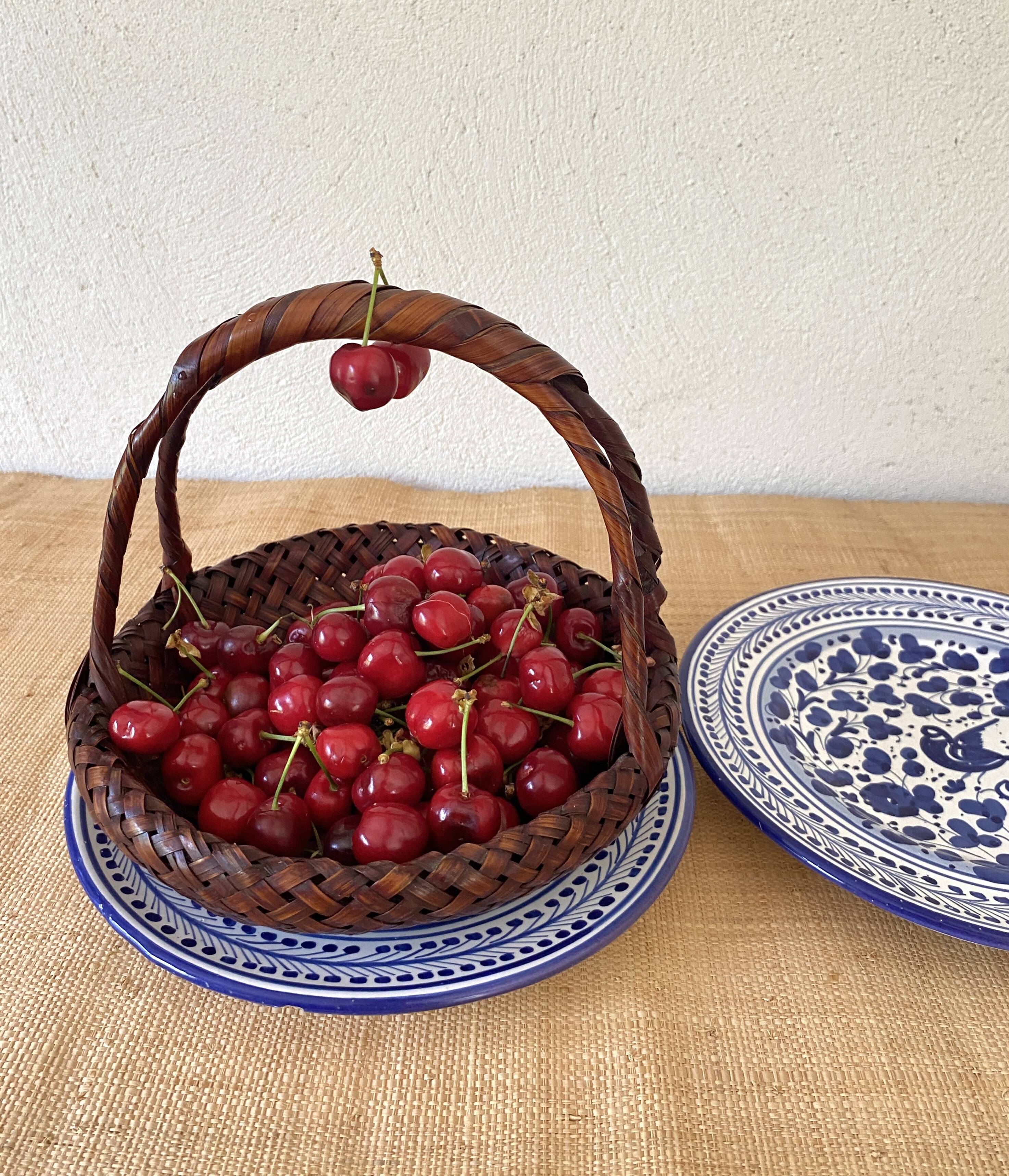 Japanese Ikebana basket, woven bamboo, 1960