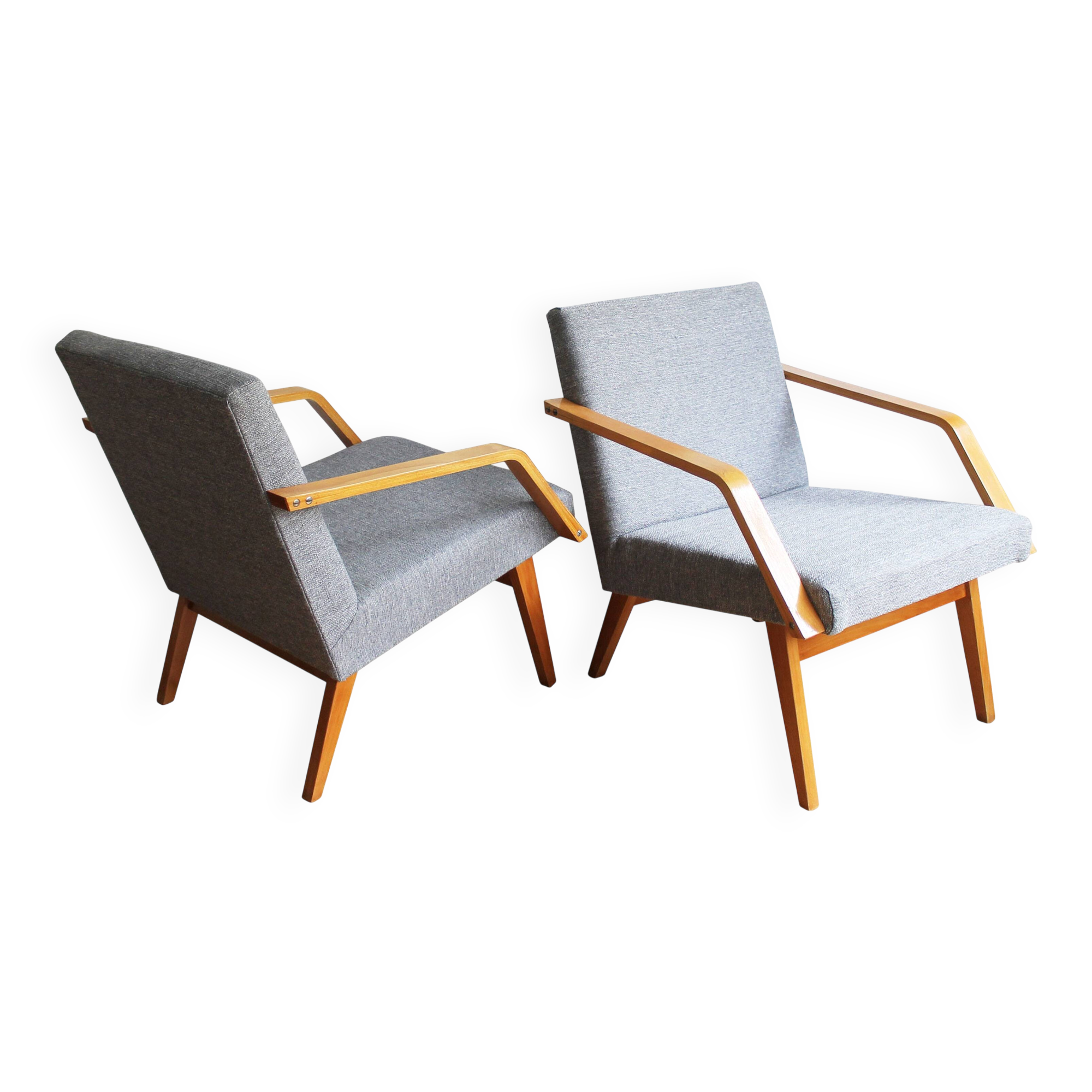 Pair of 1970s Armchairs by Mier with new fabric