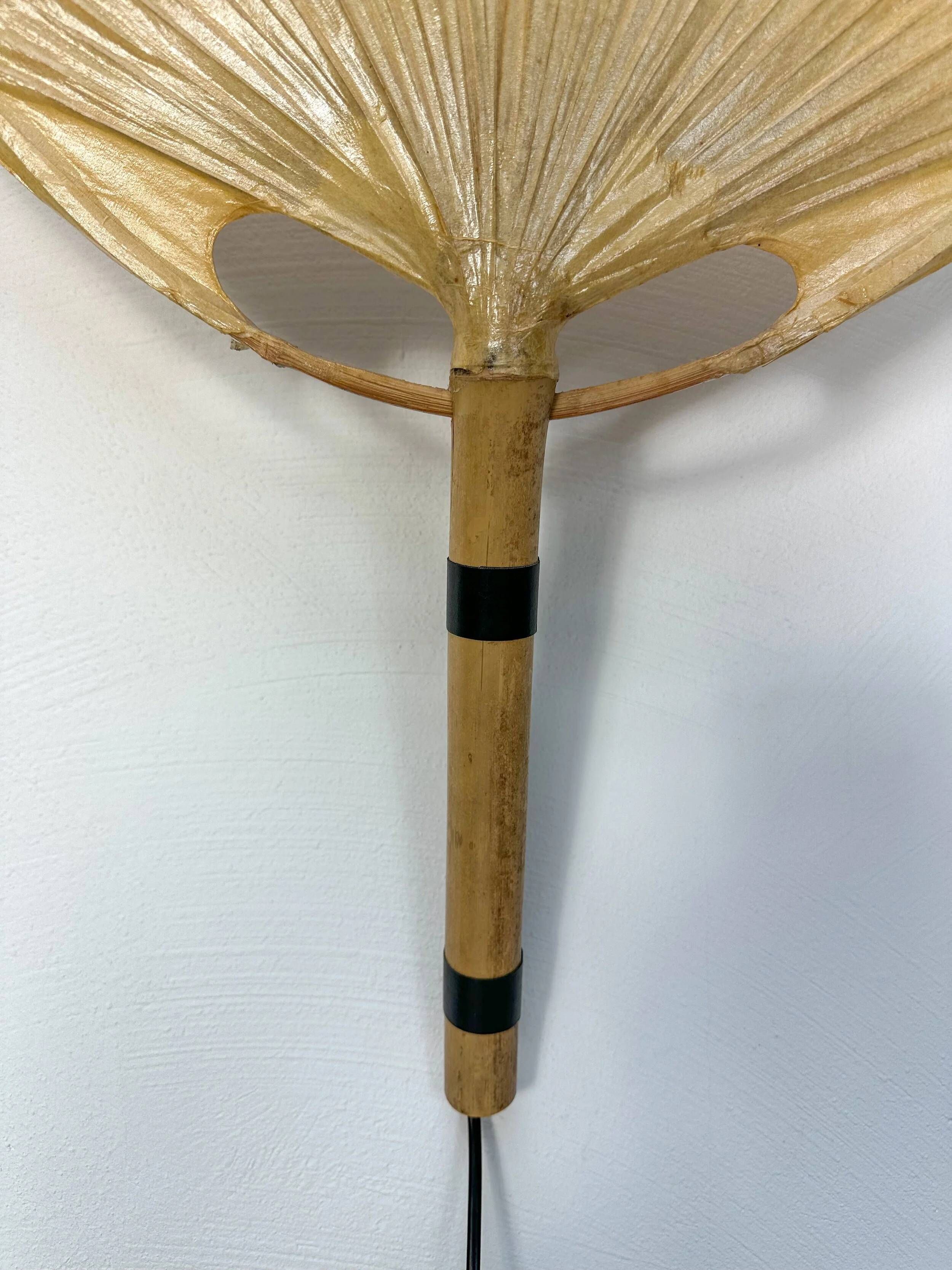 1970s Vintage Ingo Maurer for M-Design Uchiwa III Bamboo Wall Lamp