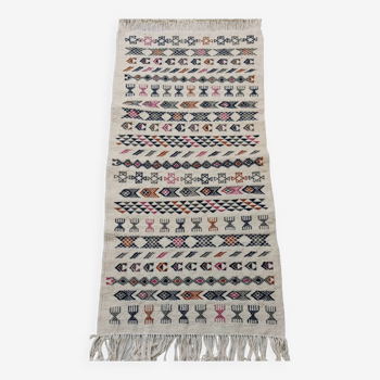 Margoum carpet with multicolored Berber patterns woven hands