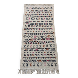 Margoum carpet with multicolored Berber patterns woven hands