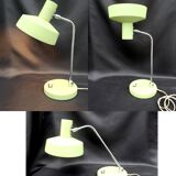 Vintage industrial table lamp, aluminum green shade and base, flexible shade and neck