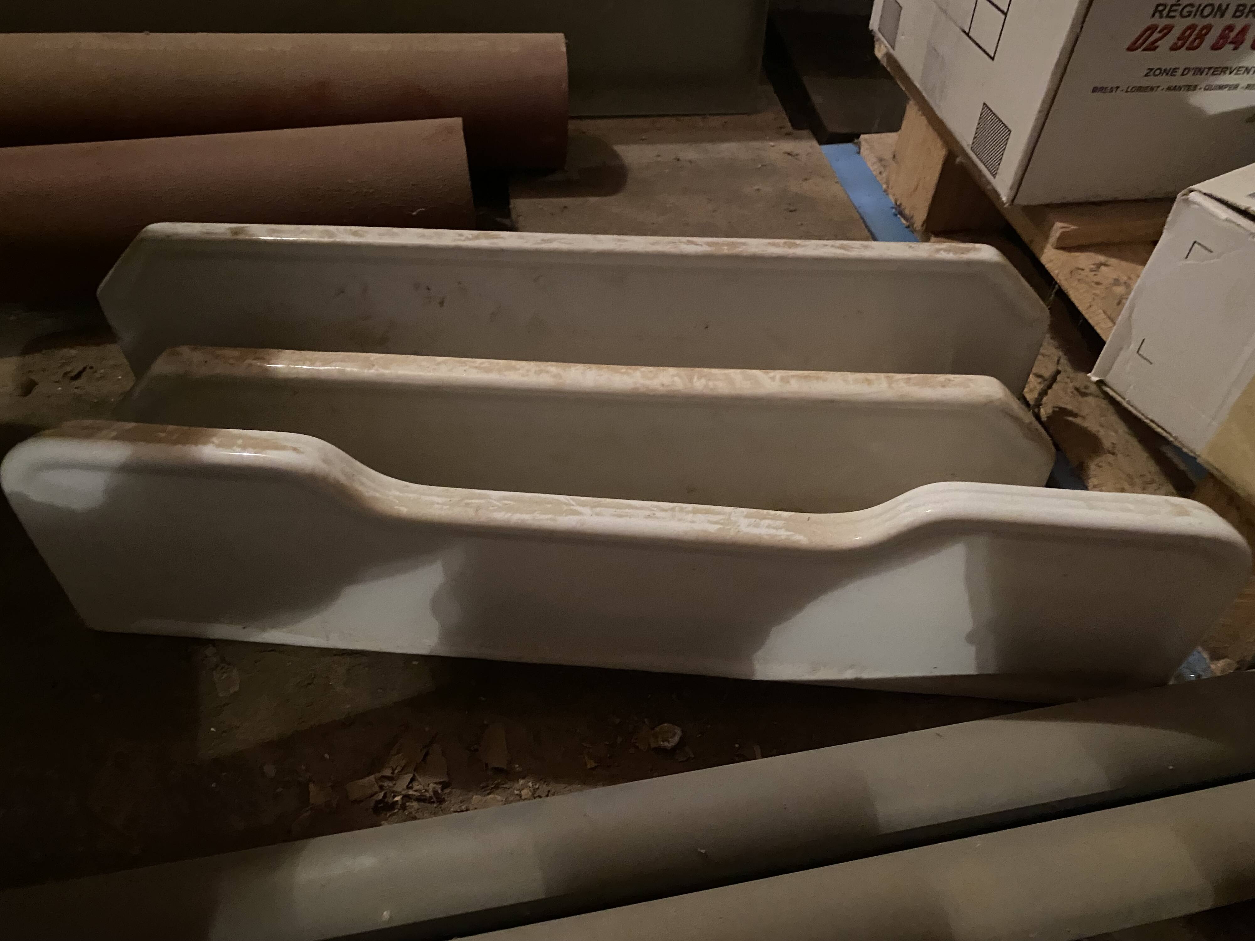 Set of 3 old white earthenware sinks