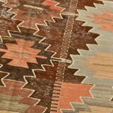 6x12 Brown & Beige Turkish Vintage Kilim Rug, 179x363Cm SK 35163
