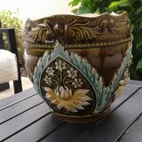 Barbotine pot cache Art Nouveau