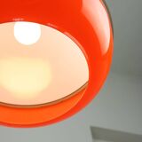 Lampe à Suspension Space Age en Plexiglas Orange et Laiton, Italie, 1970s