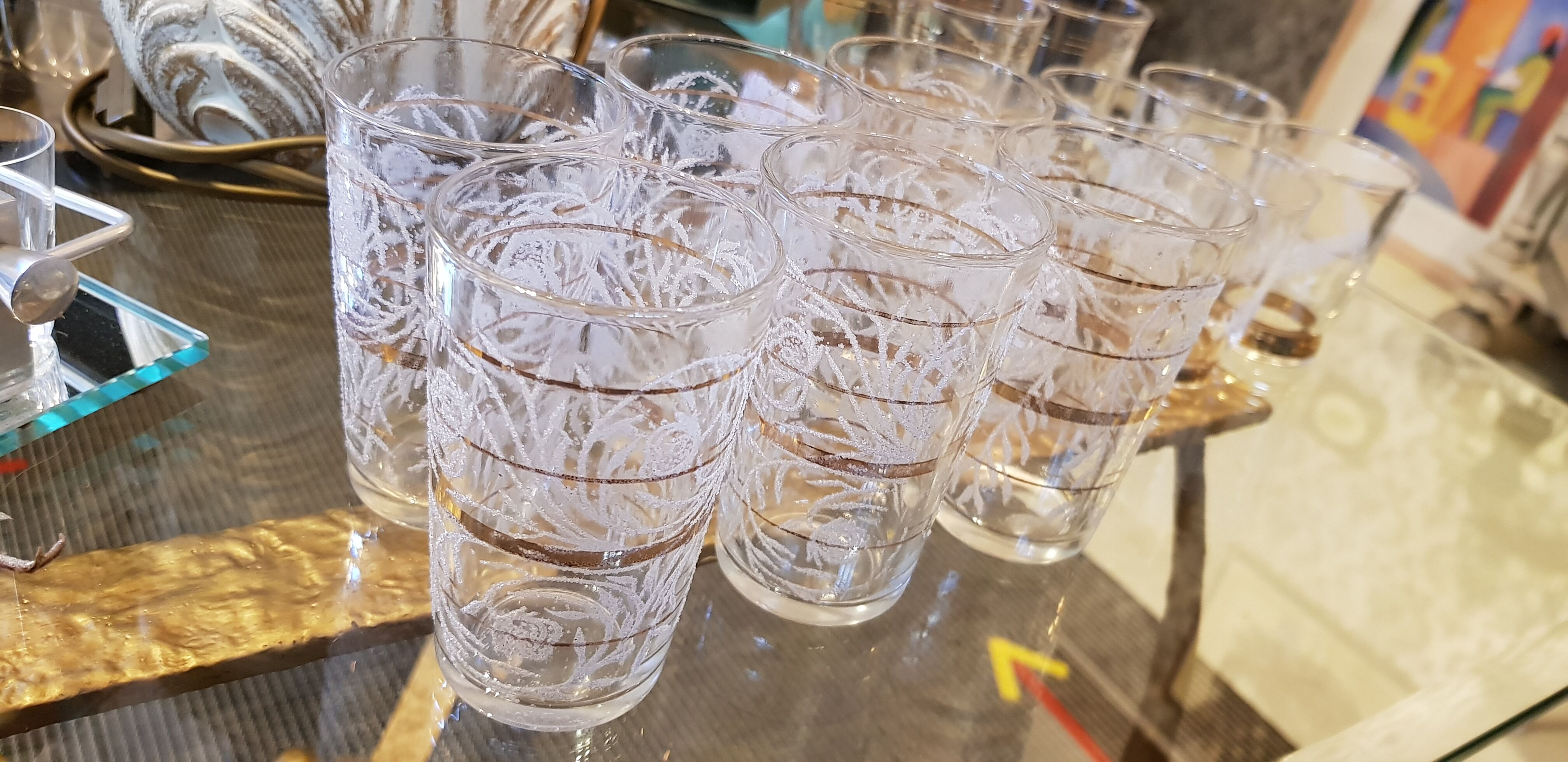 6 patterned cup glasses