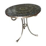 Gueridon fer forge et pierres fines labradorite