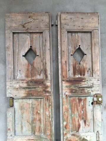Pair of large old doors in larch XIX