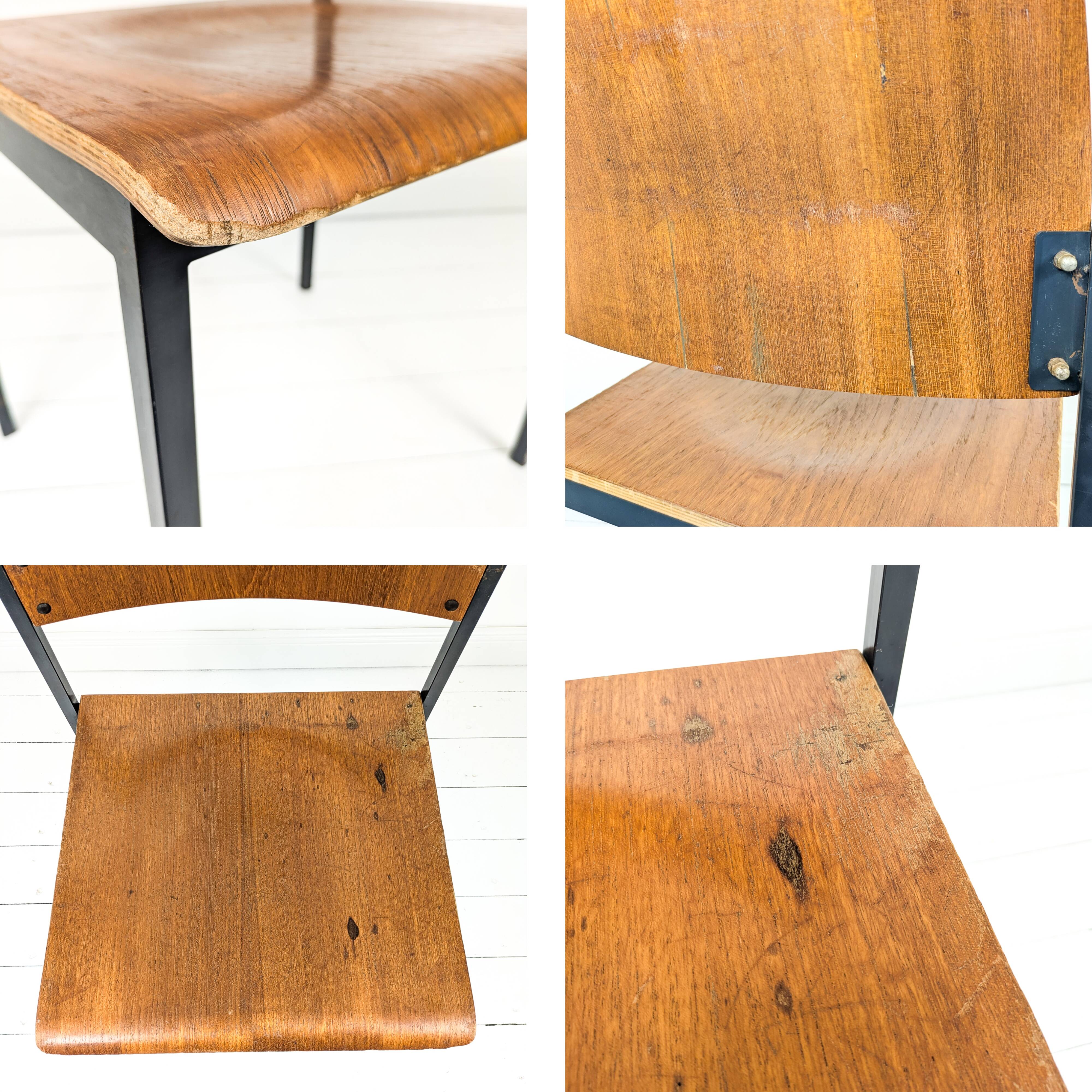 Chaise empilable vintage Mid-Century en bois design danois piètement métal