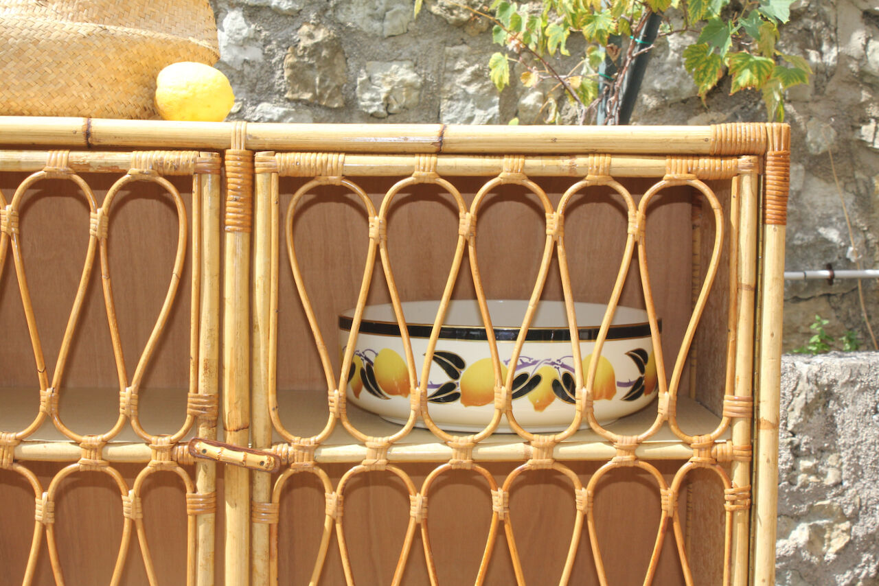 Vintage rattan buffet