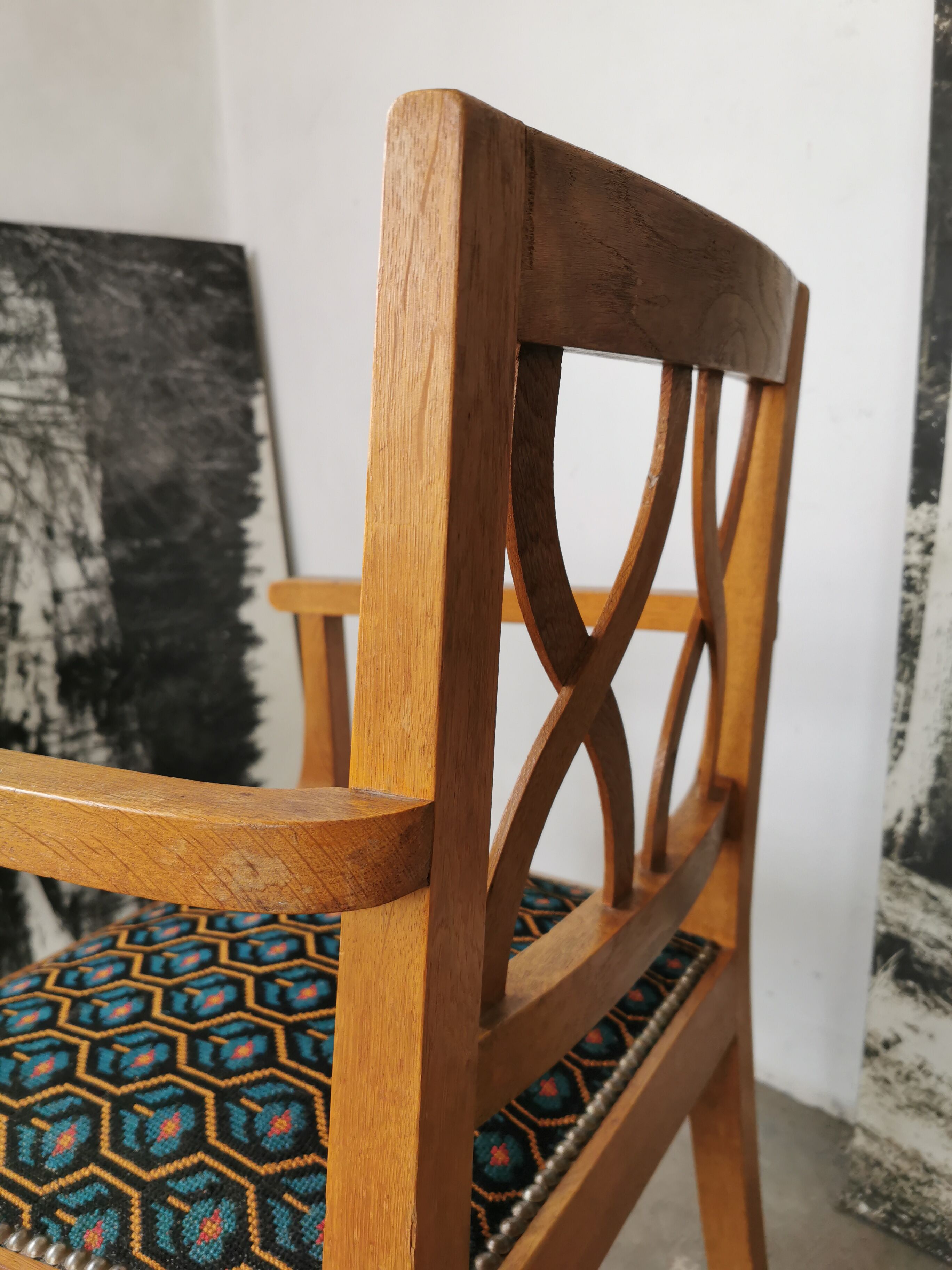 Art deco oak armchair 1940/1950