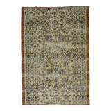 Tapis Oushak Ancien – Ton Ivoire & Motifs Floraux, 198 x 274 cm