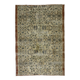 Tapis Oushak Ancien – Ton Ivoire & Motifs Floraux, 198 x 274 cm