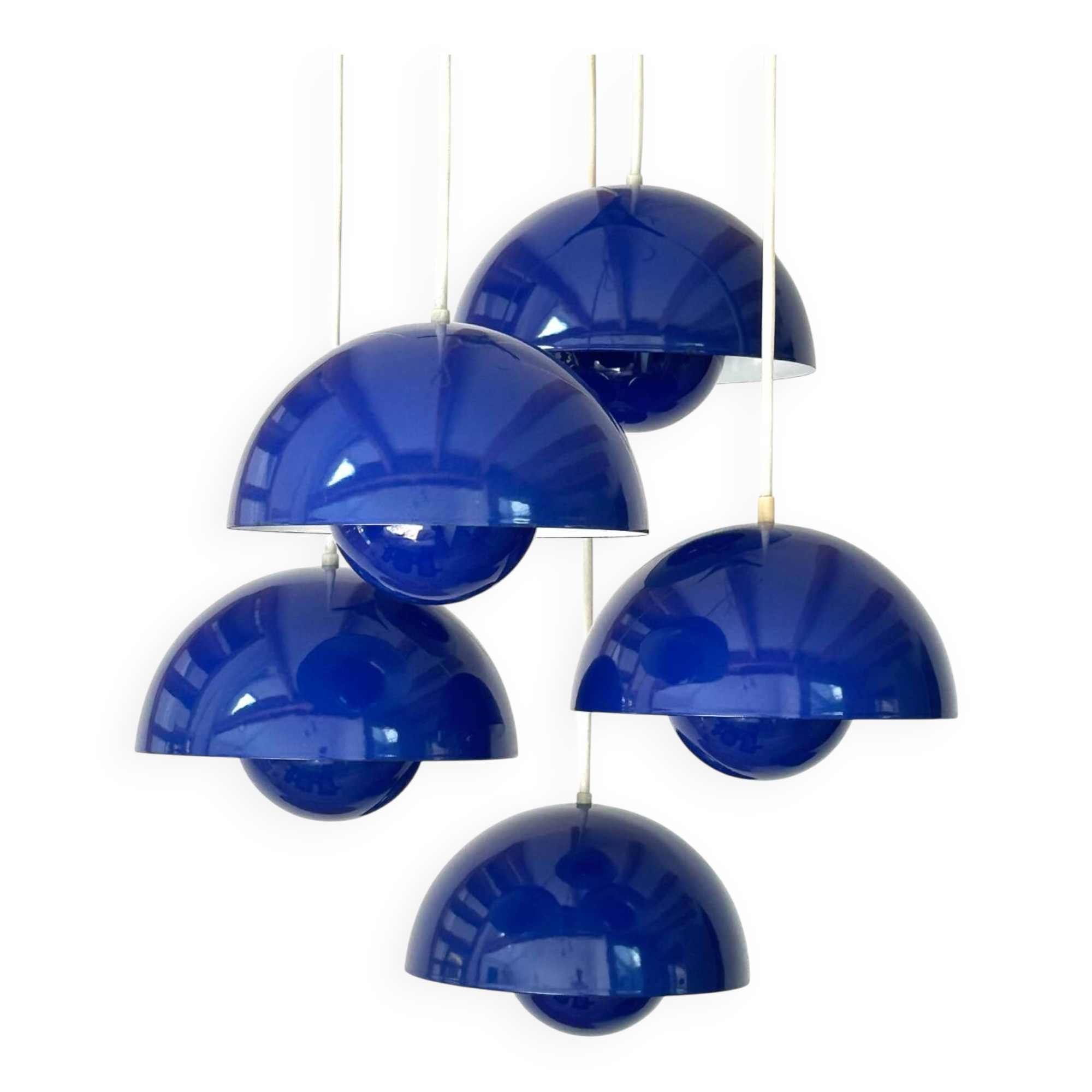 5 Blue Flower Pots by Verner Panton produced by Louis Poulsen