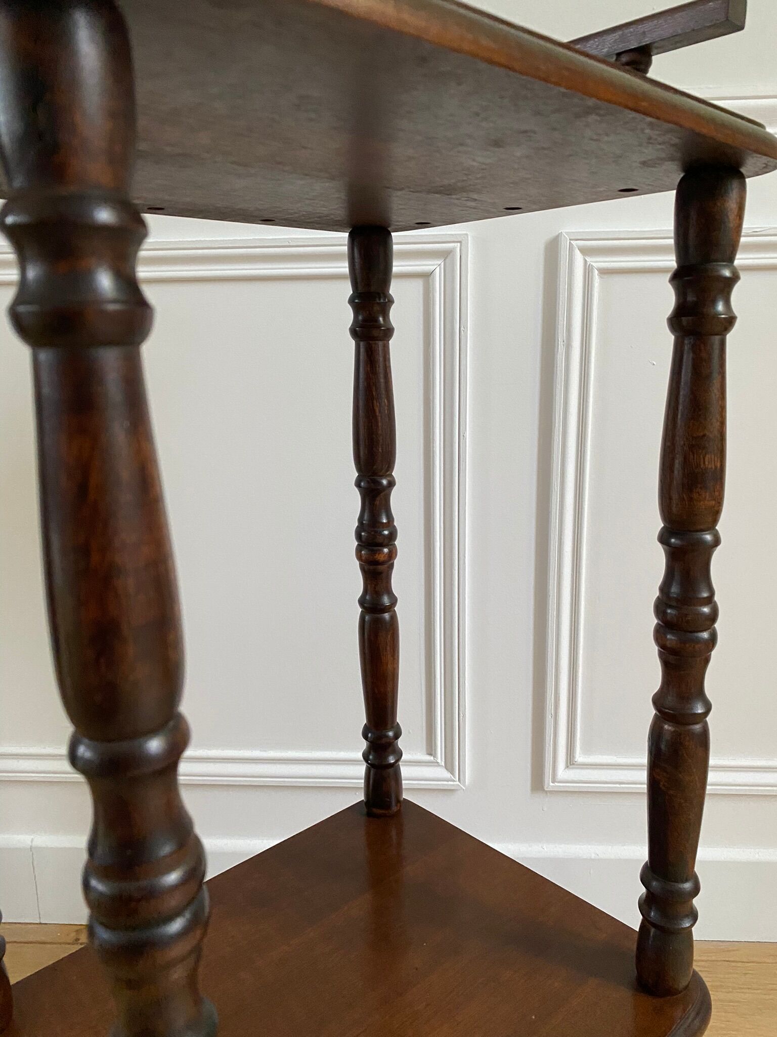 Phone table, wooden two trays